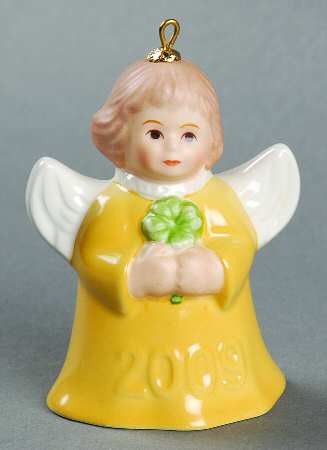 Angel Bell Ornament Angel With Clover-Yellow - No Box