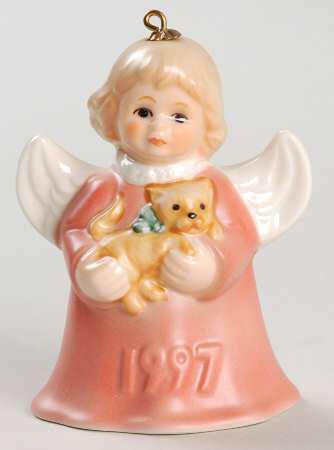 Angel Bell Ornament Angel With Kitten-Pink - No Box