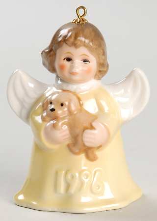 Angel Bell Ornament Angel With Puppy-Yellow - No Box