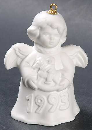 Angel Bell Ornament Angel With Rocking Horse-White - Boxed