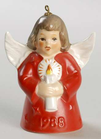 Angel Bell Ornament Angel With Candle-Red - Boxed