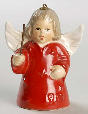 Angel Bell Ornament Angel With Baton-Red - Boxed