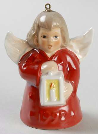 Angel Bell Ornament Angel With Lantern-Red - No Box