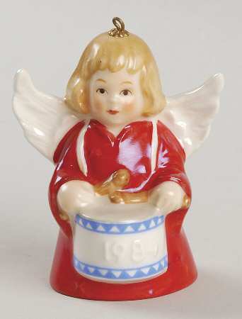 Angel Bell Ornament Angel With Drum-Red - No Box
