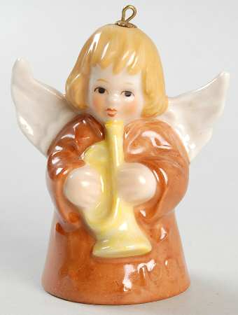 Angel Bell Ornament Angel With Trumpet-Rust - Boxed