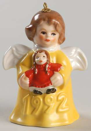 Angel Bell Ornament Angel With Doll-Yellow - Boxed
