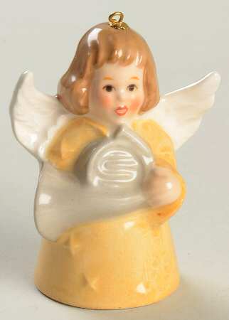 Angel Bell Ornament Angel With French Horn-Yellow - No Box