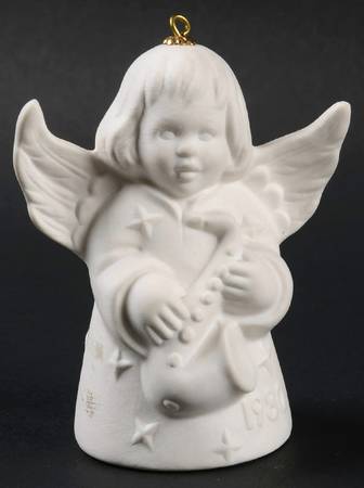 Angel Bell Ornament Angel With Saxaphone-White - No Box