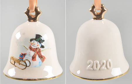 Annual Christmas Bell Snowman With Sled - Boxed