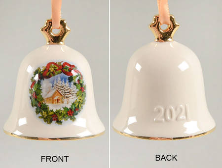 Annual Christmas Bell Wreath/Snowy Cabin - No Box