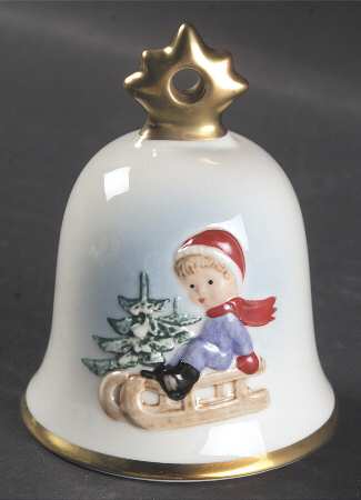 Annual Christmas Bell Child On Sled - No Box