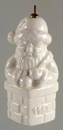 Annual Christmas Ornament-Porcelain Santa In Chimney-White - Boxed