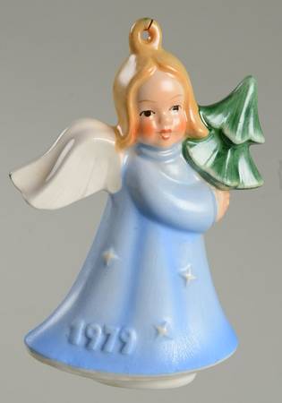 Annual Christmas Ornament-Porcelain Angel W/ Tree-Color - Boxed