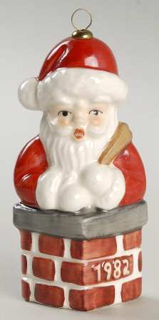 Annual Christmas Ornament-Porcelain Santa In Chimney-Color - No Box