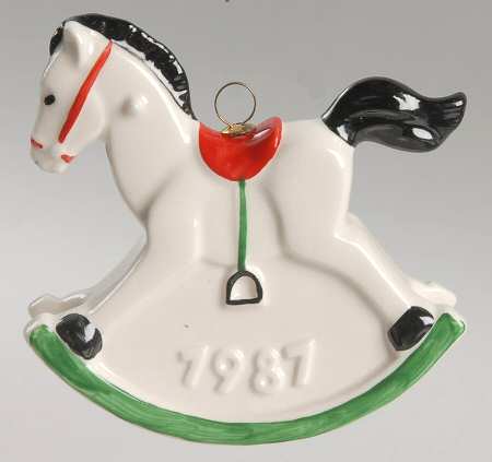Annual Christmas Ornament-Porcelain Rocking Horse-Color - Boxed