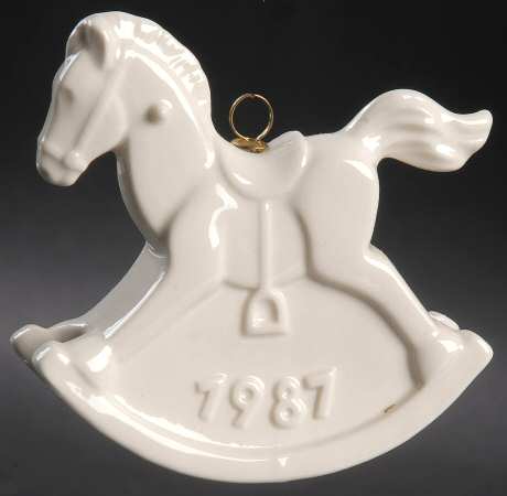Annual Christmas Ornament-Porcelain Rocking Horse-White - Boxed