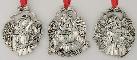 Gorham Ornaments Angels-Set Of 3-Peace - Boxed
