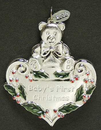 Babys 1st Christmas-Silverplate Teddy Bear - No Box