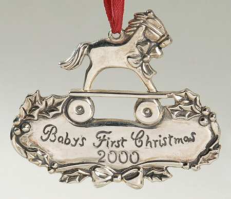 Babys 1st Christmas-Silverplate Rocking Horse-Silverplate - Boxed