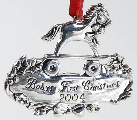 Babys 1st Christmas-Silverplate Rocking Horse-Silverplate - Boxed