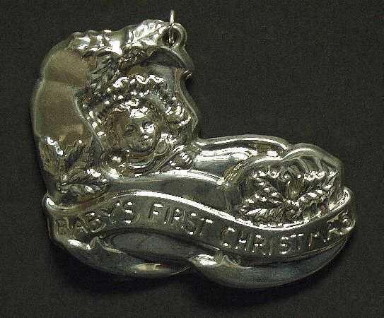 Babys 1st Christmas Sterling Ornament Baby In Cradle-Sterling - No Box