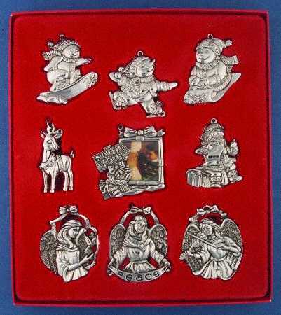Silverplate Ornaments Set Of 9 Assorted Ornaments - No Box