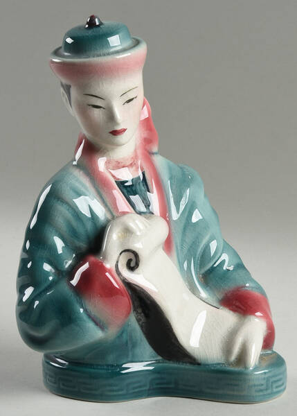 Goldscheider Figurines Chinese Poet-Pink,Teal - No Box