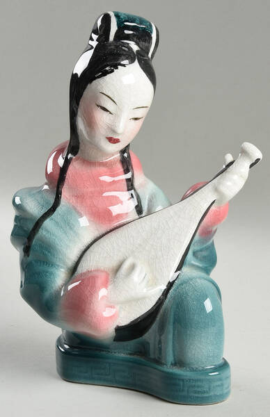Goldscheider Figurines Chinese Guitarist-Pink,Teal - No Box