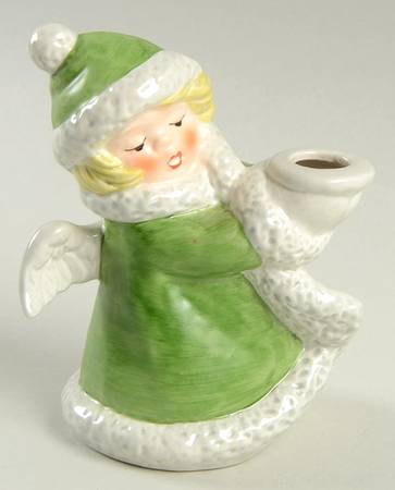 Christmas Figurines & Giftware Angel Candleholder Green - No Box