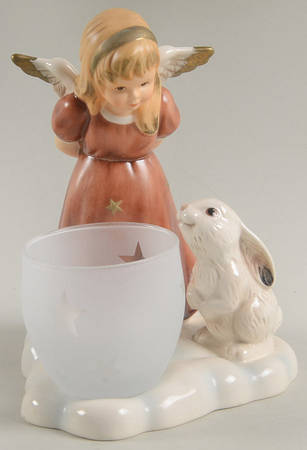 Christmas Figurines & Giftware Angel With Rabbit Candleholder - Boxed
