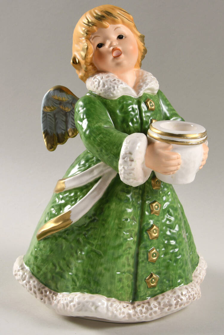 Christmas Figurines & Giftware Baroque Angel Candleholder Green - No Box