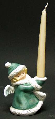 Christmas Figurines & Giftware Angel With Green Coat-Candleholder - Boxed
