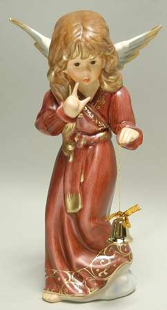 Christmas Figurines & Giftware Angel With Bell-Small Bordeaux - Boxed