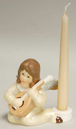 Christmas Figurines & Giftware Angel With Mandolin Candleholder - Boxed