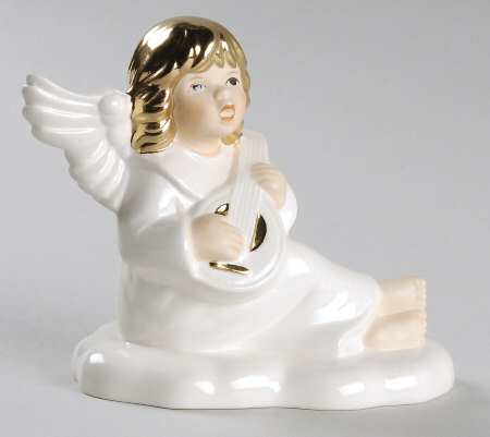 Christmas Figurines & Giftware Angel With Mandolin-White - Boxed