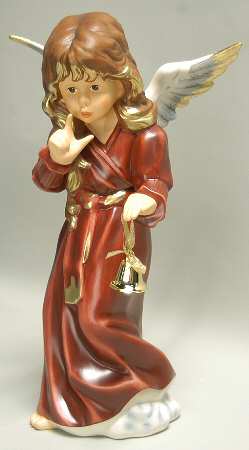 Christmas Figurines & Giftware Angel With Bell-Large Bordeaux - With Box 108