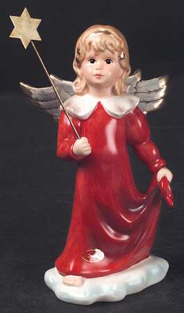 Christmas Figurines & Giftware Angel On Cloud W/Star-Red - Boxed