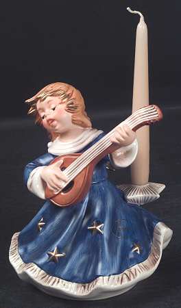 Christmas Figurines & Giftware Angel With Mandolin-Blue - Boxed