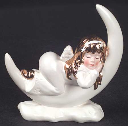 Christmas Figurines & Giftware Angel Lying On Moon - Boxed