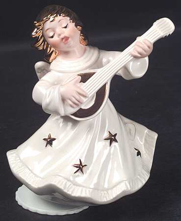 Christmas Figurines & Giftware Musical Angel/Mandolin-White/Gold - Boxed