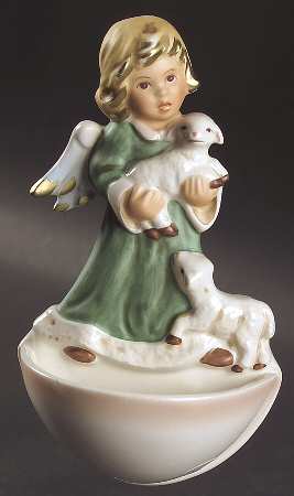Christmas Figurines & Giftware Angel W/ Lambs Holy Water Font - No Box