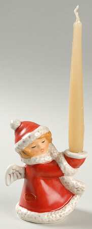 Christmas Figurines & Giftware Angel With Red Coat-Candleholder - No Box