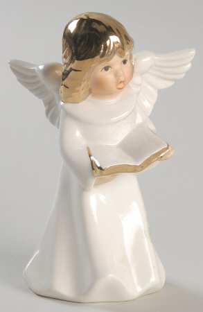 Christmas Figurines & Giftware Angel With Book-White/Gold - Boxed