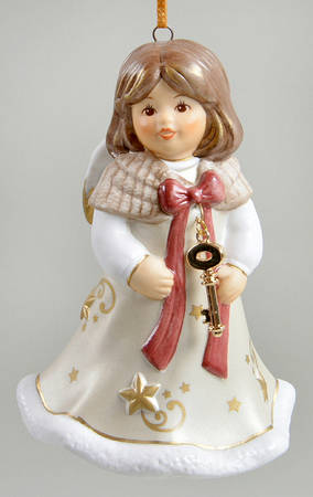 Angel Christmas Bell Angel With Gold Key - No Box