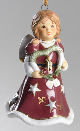 Angel Christmas Bell Angel With Heart Wreath - Boxed