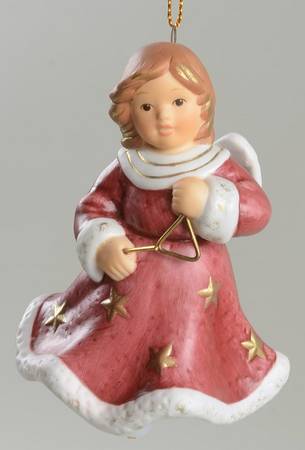 Angel Christmas Bell Angel With Triangle-Red - Boxed