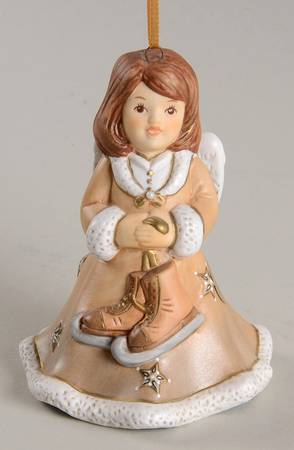 Angel Christmas Bell Angel With Ice Skates - Boxed
