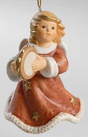 Angel Christmas Bell Angel With Tambourine - Boxed