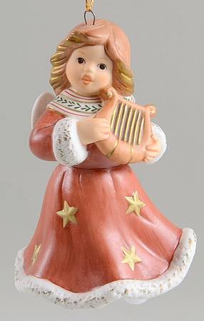 Angel Christmas Bell Angel With Harp - Boxed