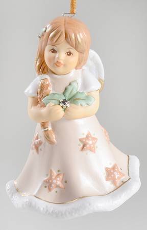 Angel Christmas Bell Angel With Holly - Boxed